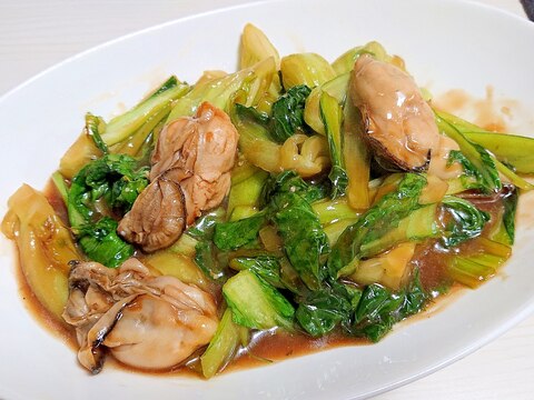 牡蛎とチンゲン菜の中華炒め